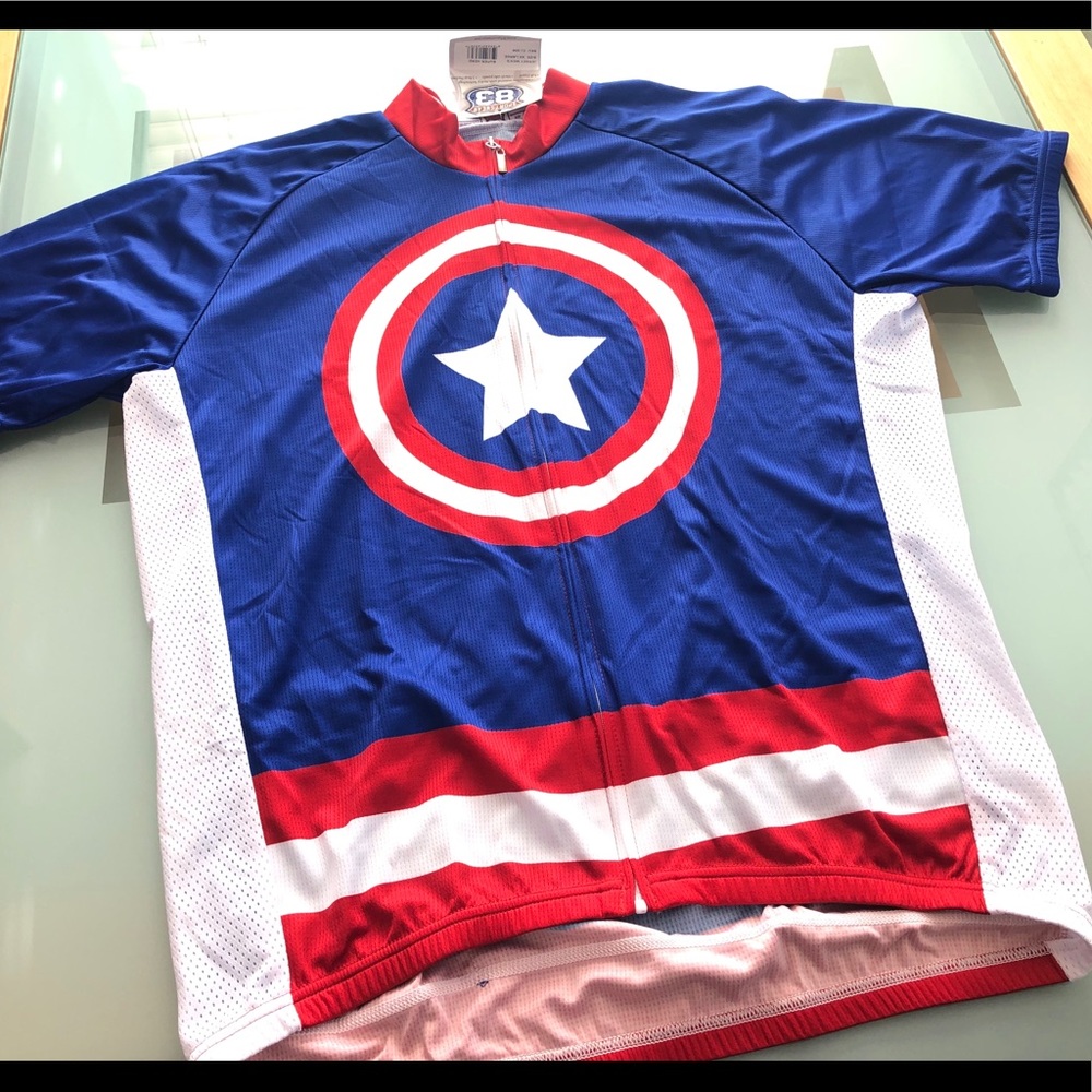 Cycling Jersey Captain America, Red, White, Blue